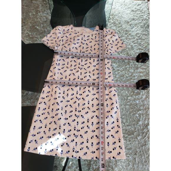 Draper James Shift Dress Women Size 2 White Blue Floral Puff Sleeve Pullover - Picture 8 of 12